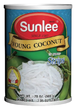 Sunlee Young coconut Strips in Syrup  565g