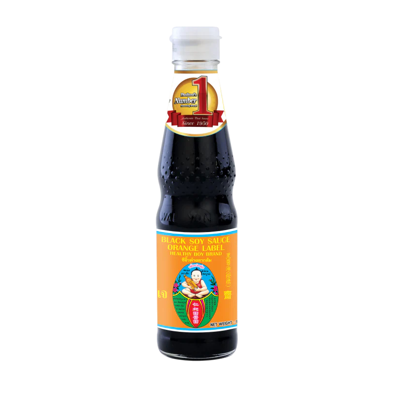 Black Soy Sauce Ⓓ ORANGE Lable  410g_300ml (Dek Som Boon)