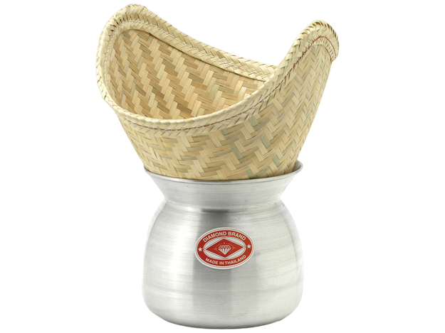 Aluminium Laos Pot&Bamboo Basket (22 cm)